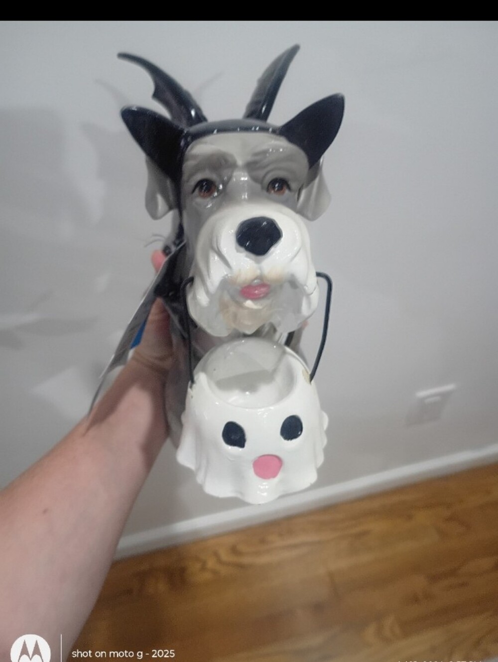 Schnauzer Halloween Dog With Bat Wings &Candy Holder. - Picture 3 of 5
